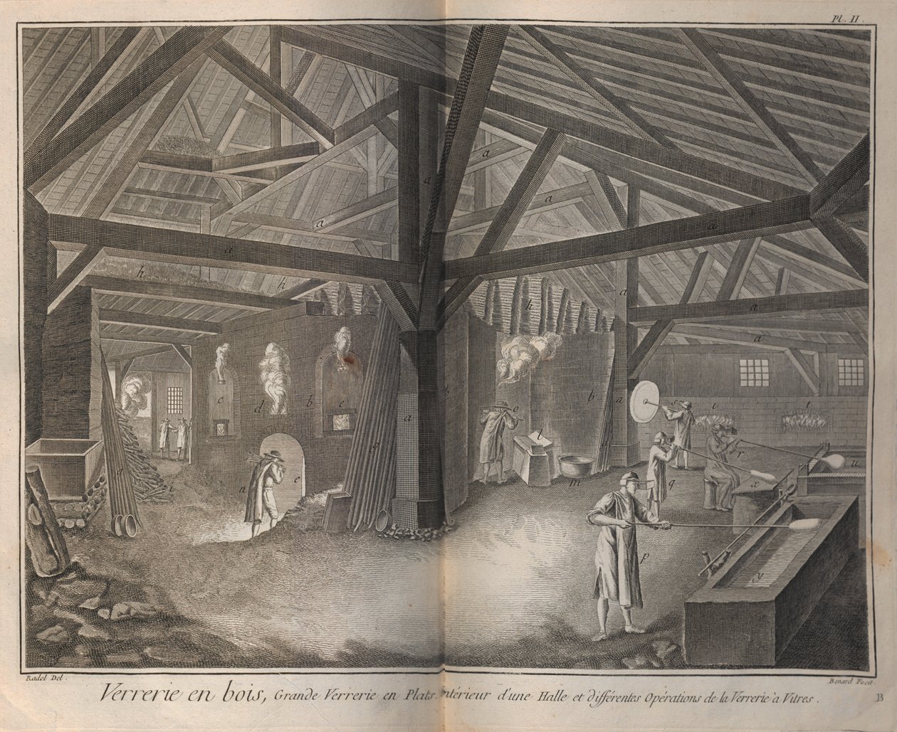 Fabricação de vidro. De Encyclopédie, de Denis Diderot e Jean Le Rond dAlembert, 1751-1765. de Robert Benard