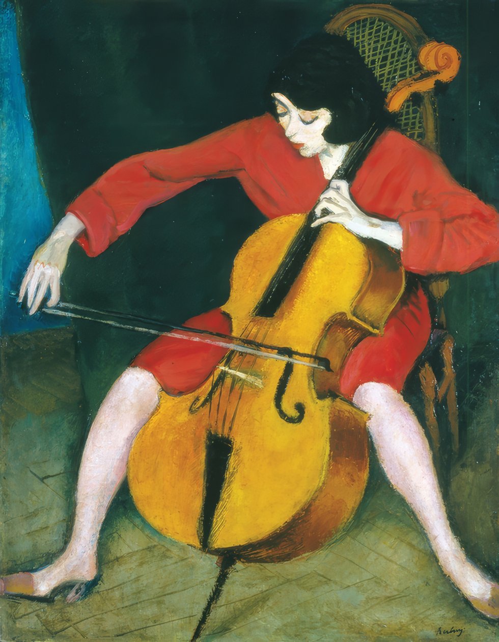 Mulher a tocar violoncelo de Robert Bereny