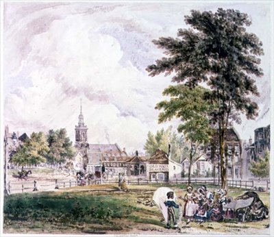 Islington Green: Vista em direcção à Igreja (imprimir) de Robert Blemell Schnebbelie