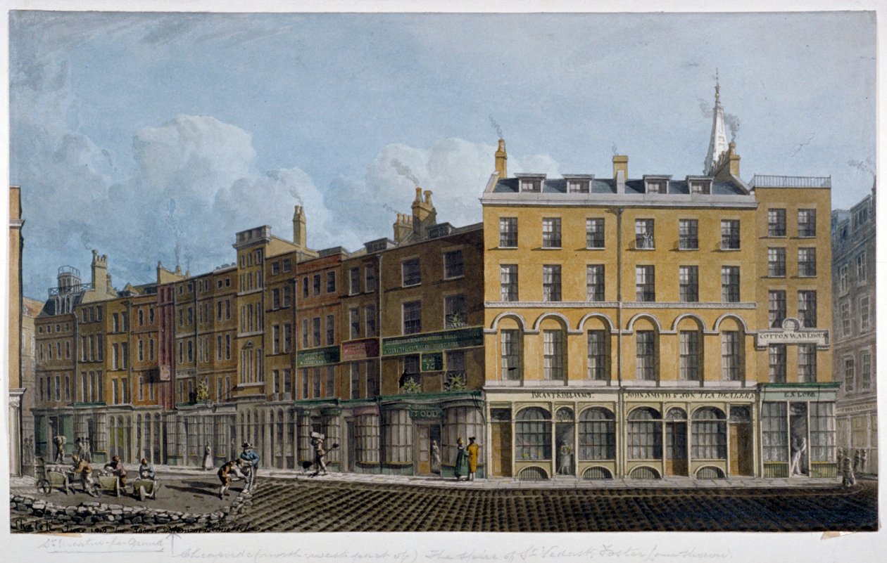 Cheapside, cidade de Londres, 1818 de Robert Blemmell Schnebbelie