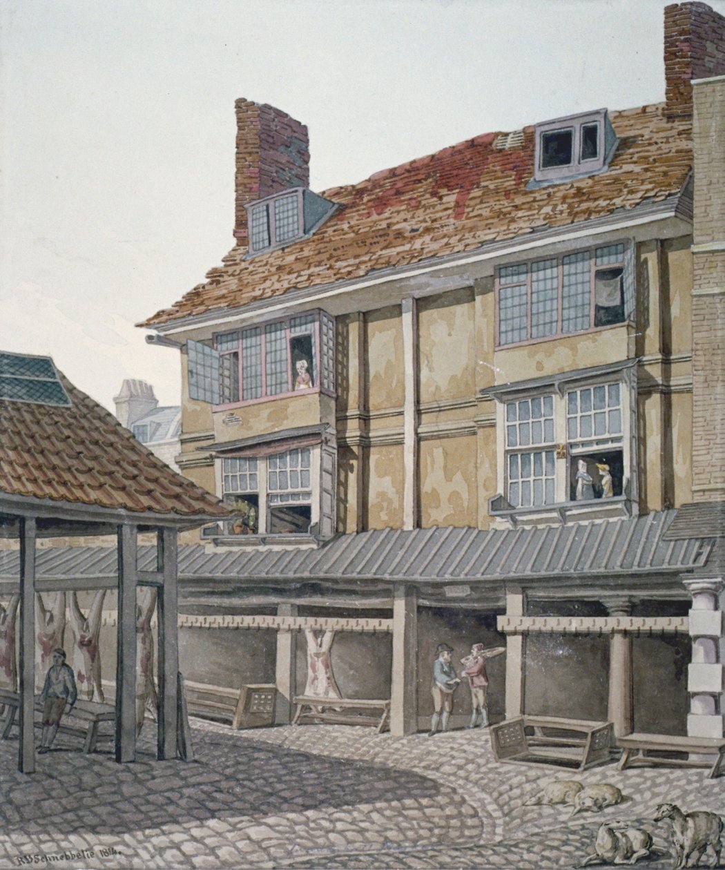 Mercado Leadenhall, Cidade de Londres, 1814. de Robert Blemmell Schnebbelie
