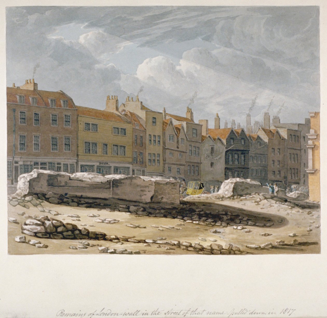 Restos de London Wall que foram derrubados em 1817, City of London, 1817 de Robert Blemmell Schnebbelie