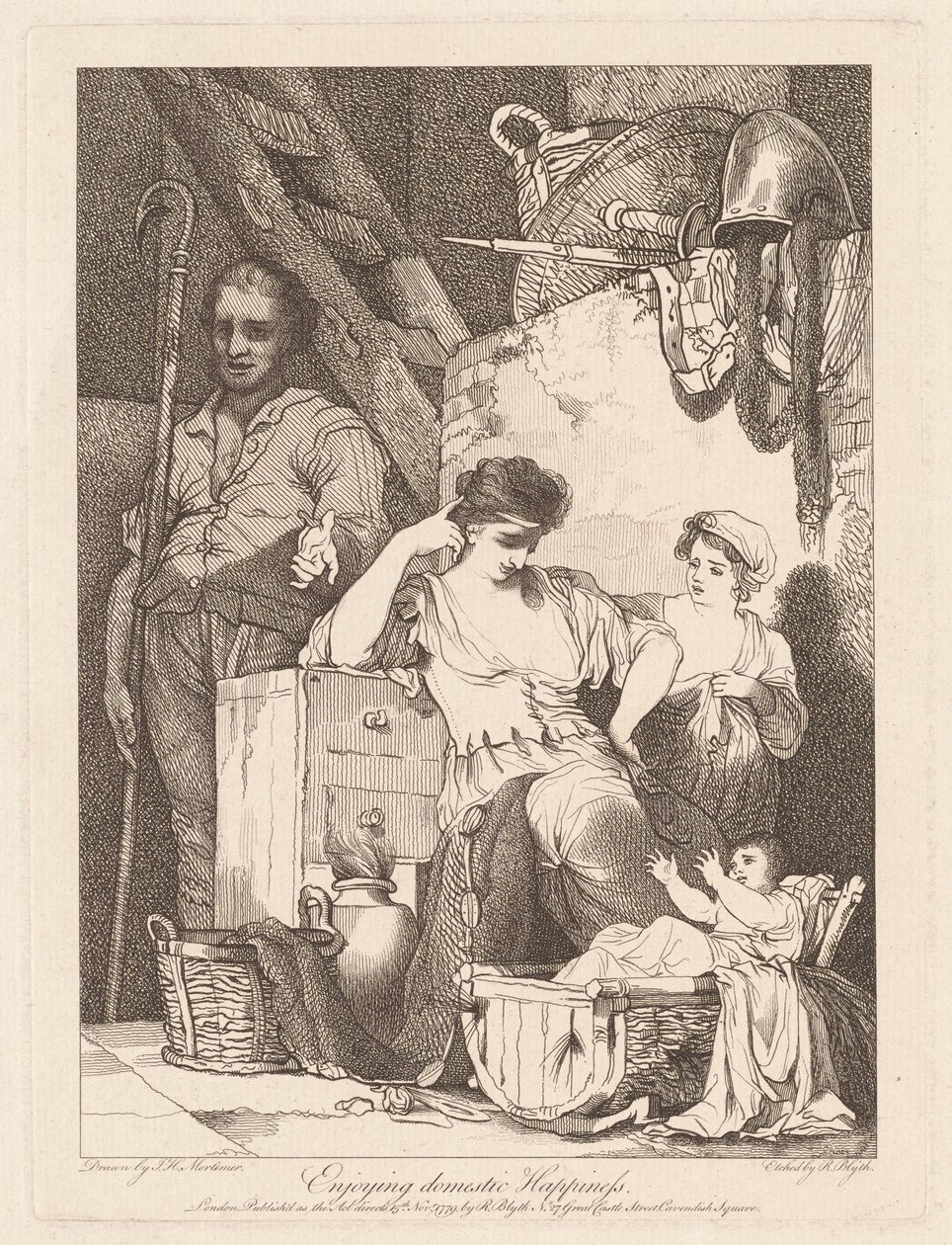 Desfrutando da felicidade doméstica de Robert Blyth, after John Hamilton Mortimer
