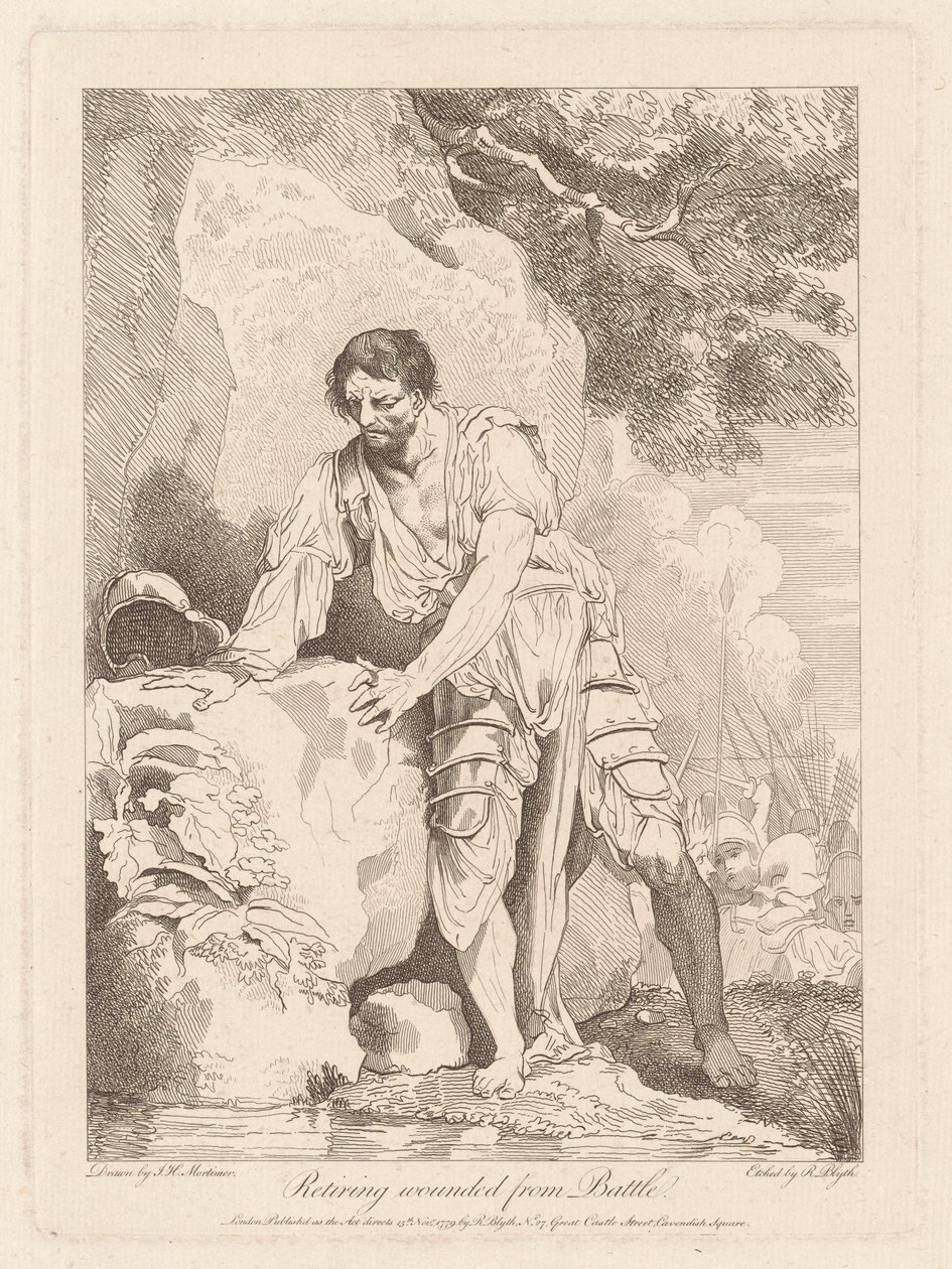 Retirar-se Ferido da Batalha de Robert Blyth, after John Hamilton Mortimer