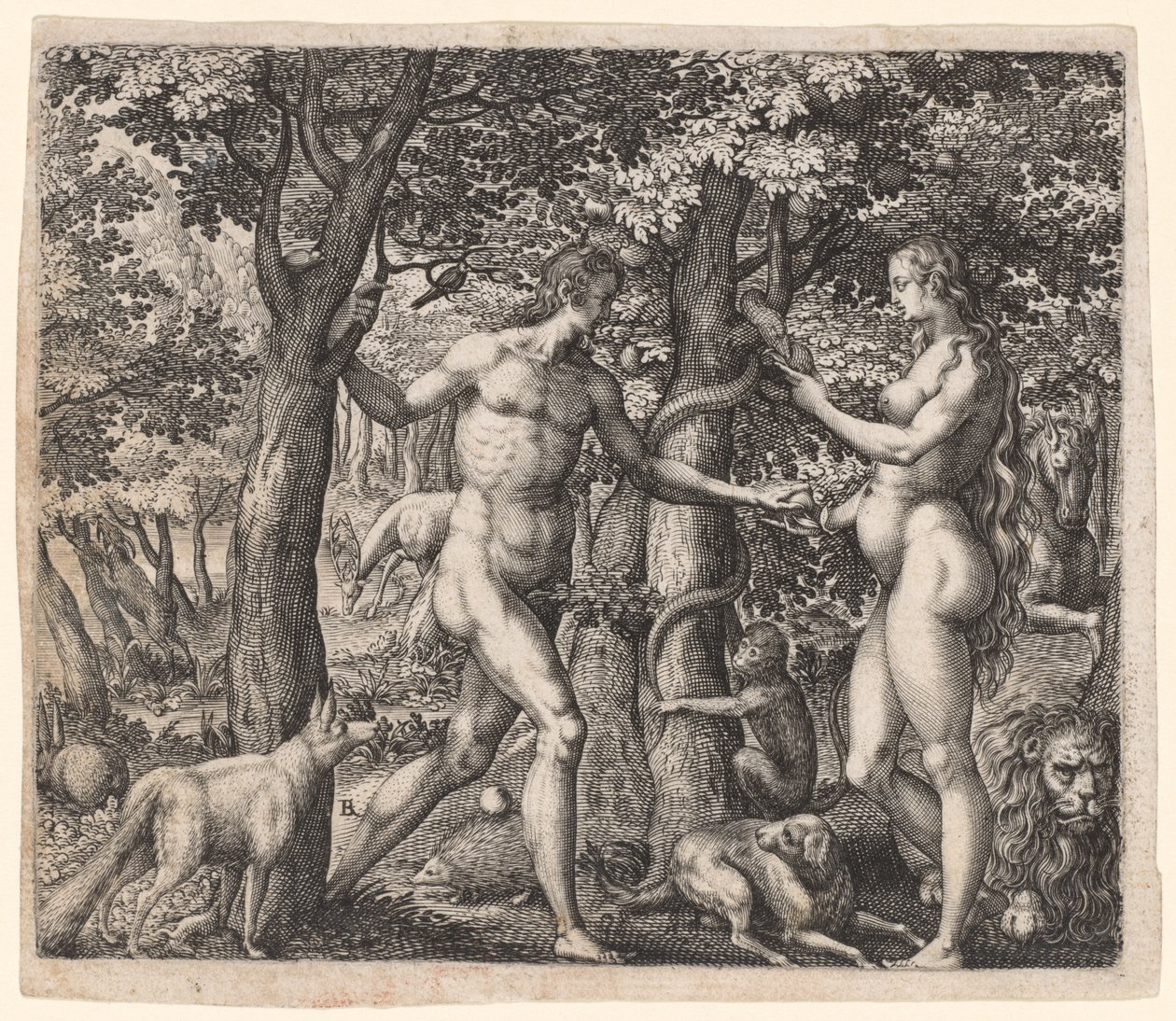 Adão e Eva, no final dos anos 1500. de Robert Boissard