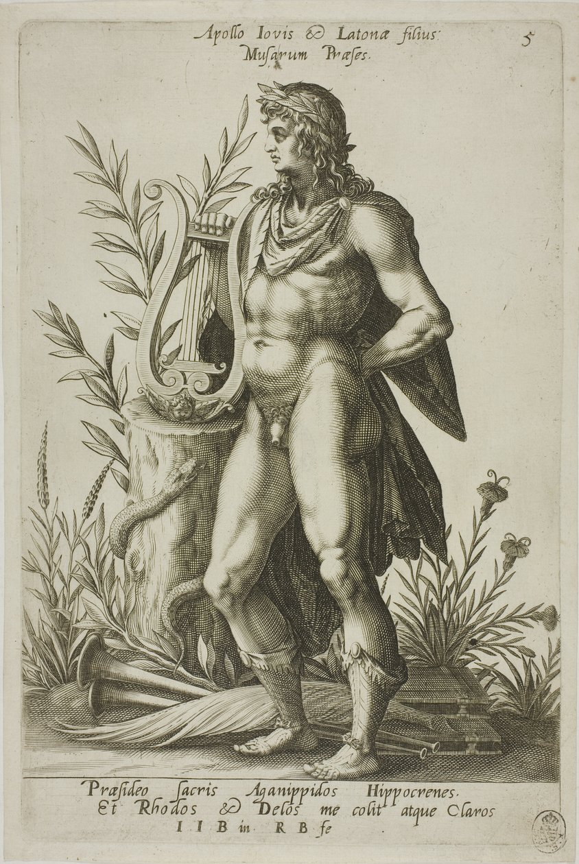Apollo, placa 5 de Parnassus Biceps de Robert Boissard