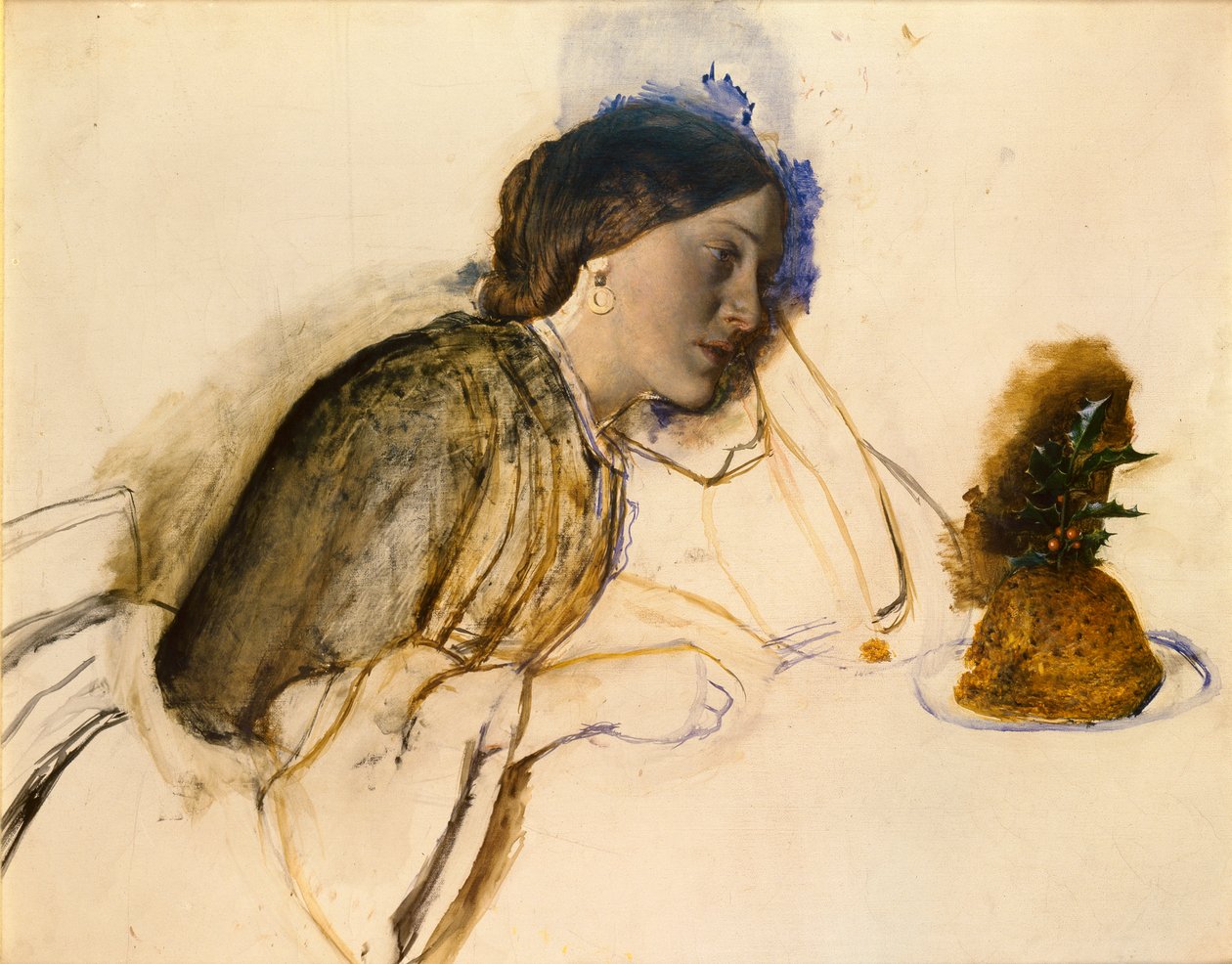 Jantar de Natal da pobre atriz, c1860 de Robert Braithwaite Martineau