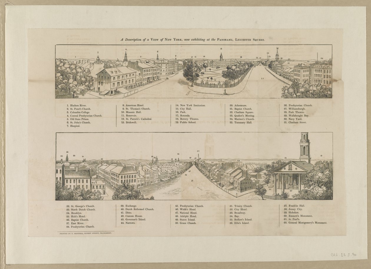 Uma descrição de uma vista de Nova Iorque, agora em exibição no Panorama, Leicester Square de Robert Burford