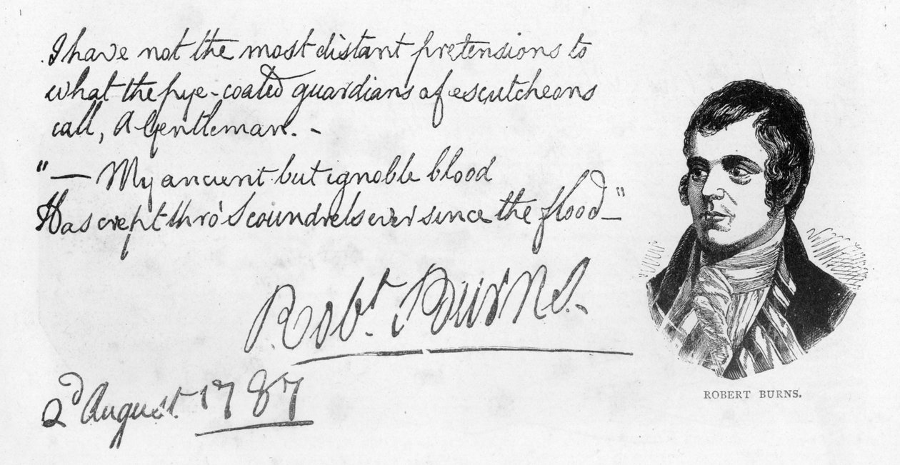 Escrita e assinatura de Robert Burns, 1787 de Robert Burns