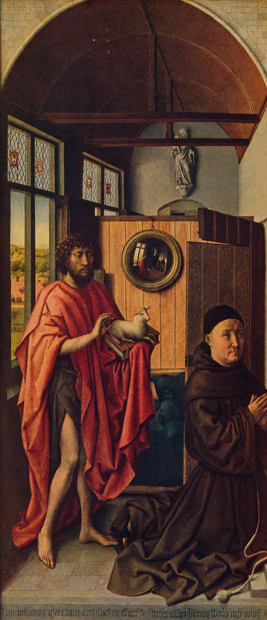 São João Batista e o mestre franciscano Henrique de Werl, 1438, c1934 de Robert Campin