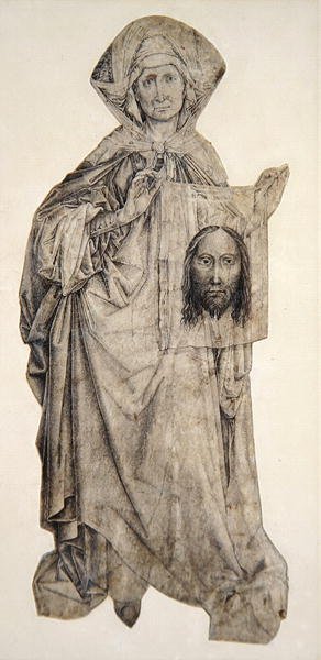 St Veronica (caneta, tinta e tinta indiana em velino) de Robert Campin