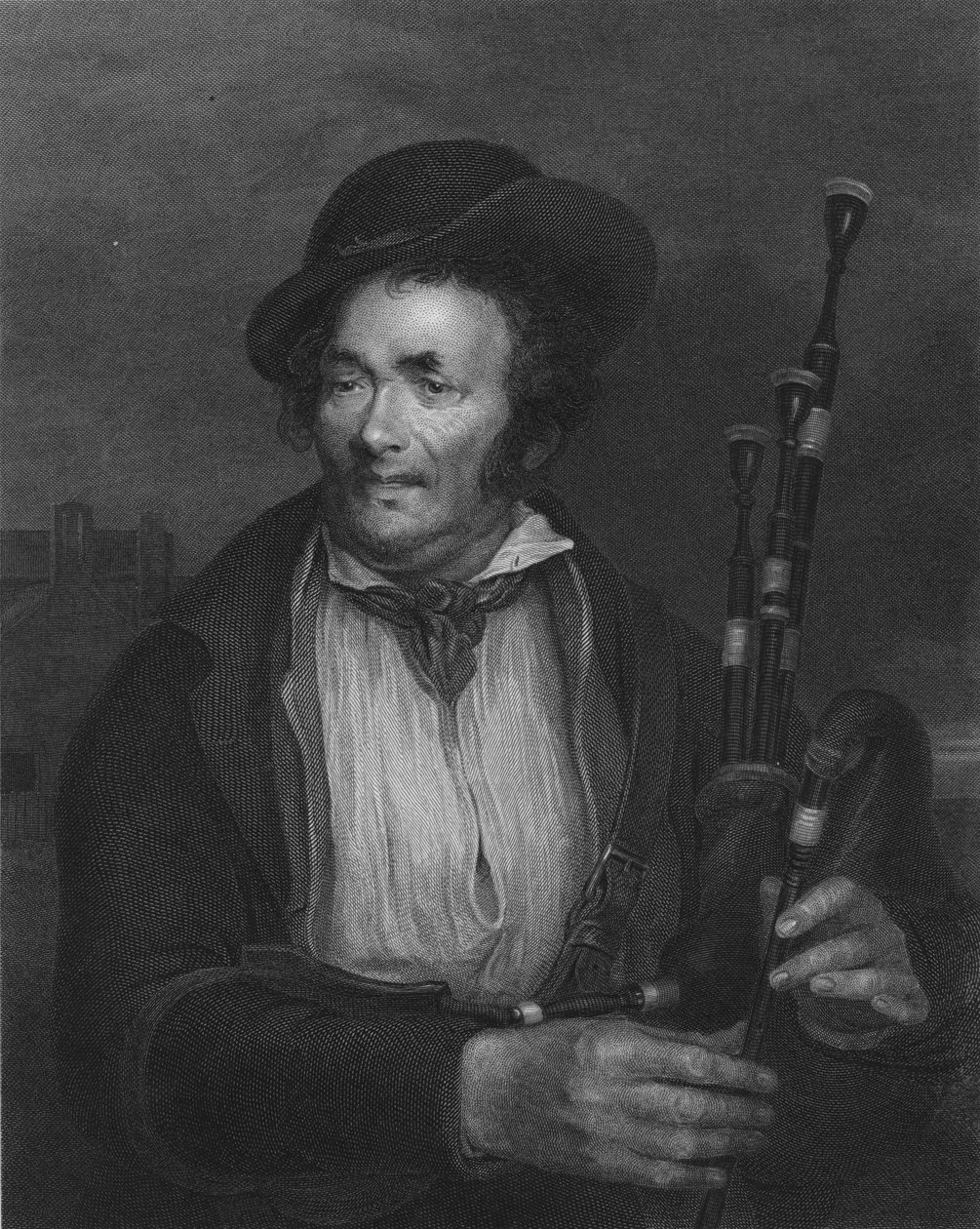 O tocador de gaita de foles, c1845 de Robert Charles Bell