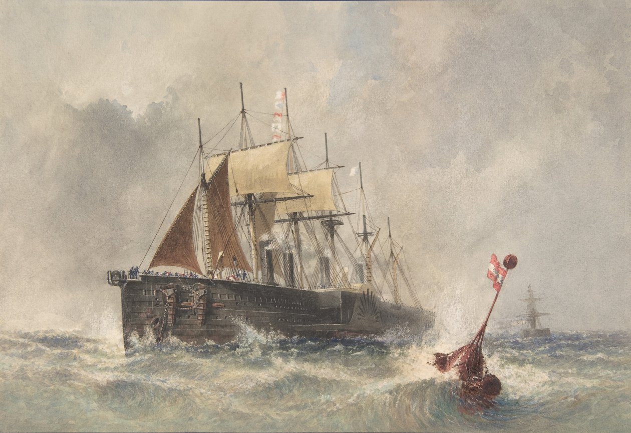 Lançamento da bóia da proa do Great Eastern em 8 de agosto de 1865, 1865-66. de Robert Charles Dudley