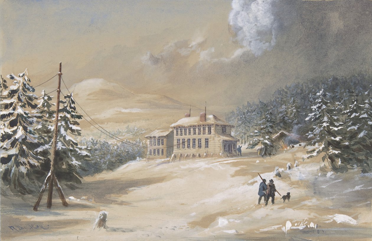 Trinity Bay, Terra Nova, Vista Exterior da Casa do Telégrafo em 1857-1858, 1865-66. de Robert Charles Dudley