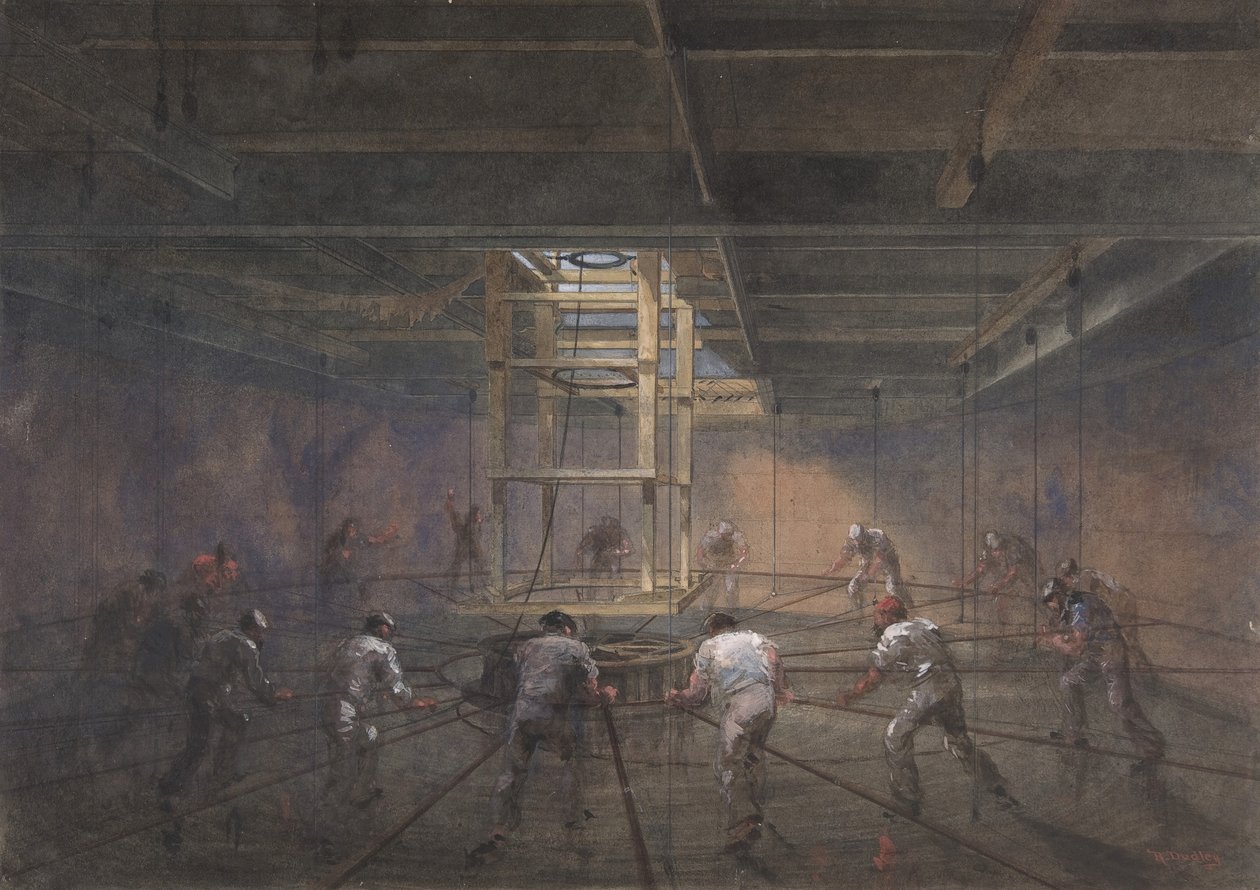 Vista do interior de um dos tanques a bordo do Great Eastern, 1865-66. de Robert Charles Dudley