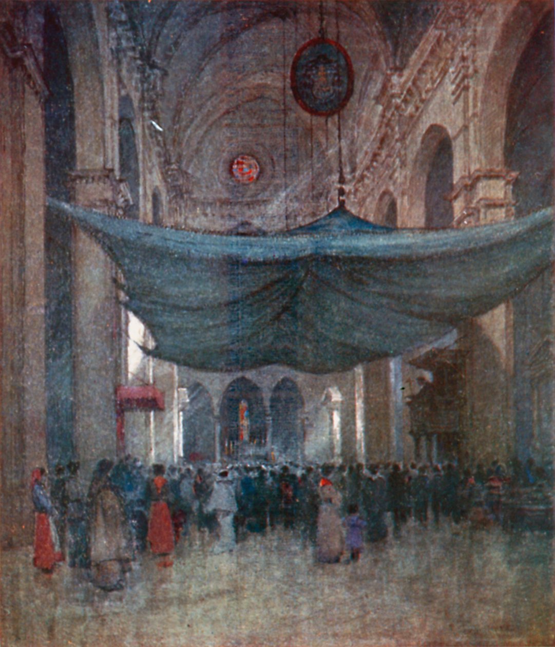 Interior da Catedral de Santa Maria del Fiore (litografia a cores) de Robert Charles Goff