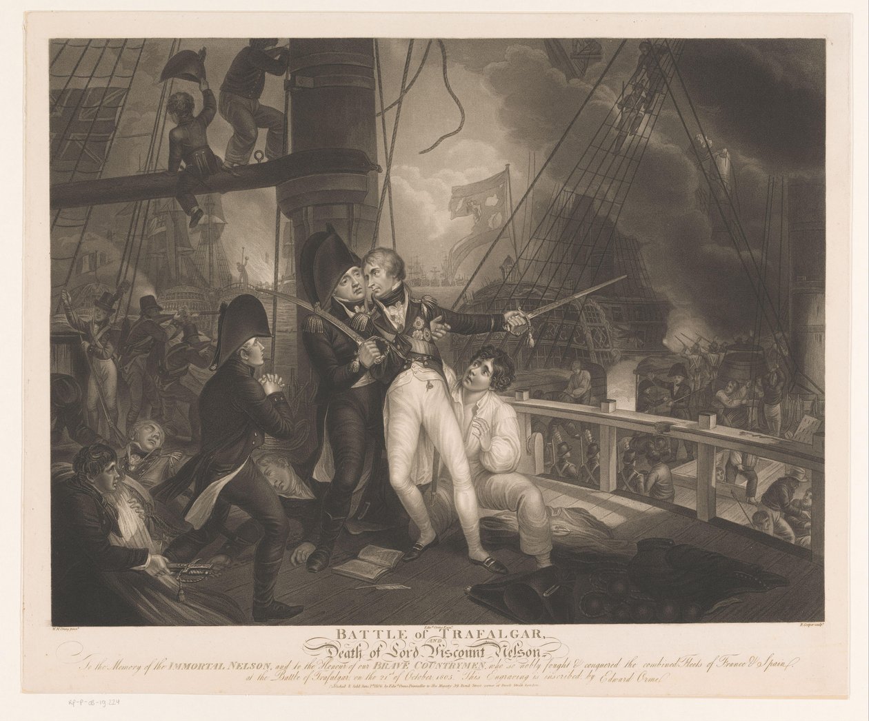 Slag bij Trafalgar met de dood van Horatio Nelson
Batalha de Trafalgar, e Morte do Senhor Visconde Nelson (título sobre o objecto) de Robert Cooper