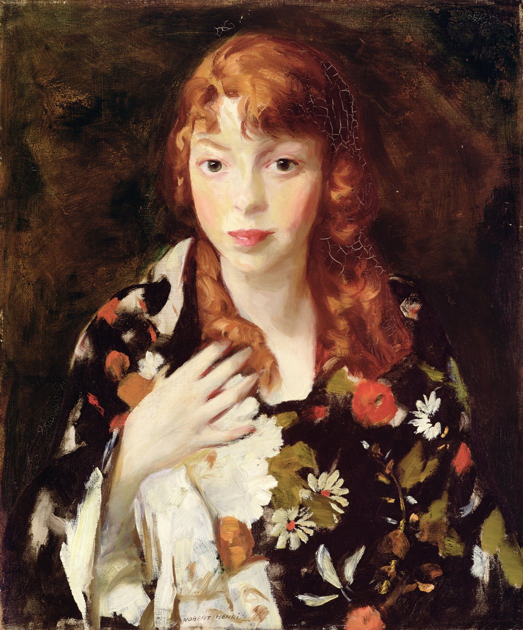 Edna Smith em embalagem japonesa, c.1915 (óleo sobre tela) de Robert Cozad Henri