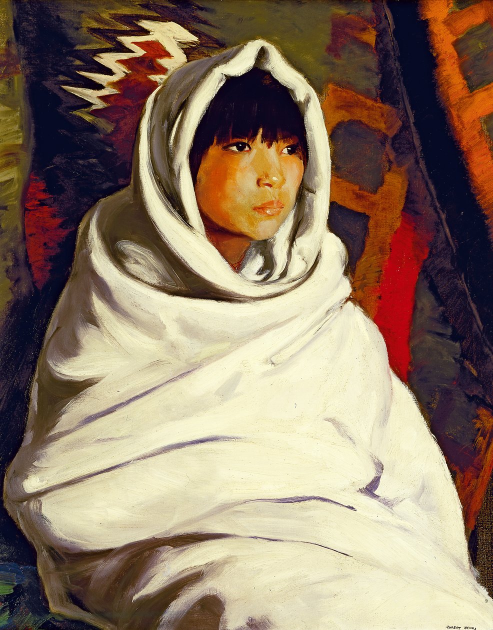 Menina indiana em um cobertor branco, 1917 de Robert Cozad Henri