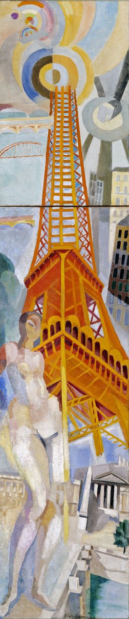 A cidade de Paris, a mulher e a Torre Eiffel, 1925. de Robert Delaunay
