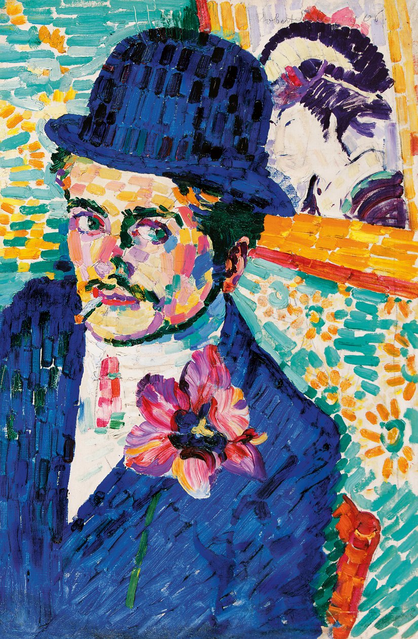 Homem com uma Tulipa (Retrato de Jean Metzinger) de Robert Delaunay