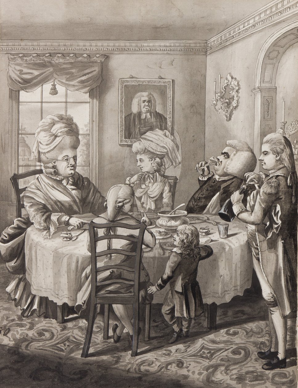 Um mestre parson com um bom viver, 1782 (caneta, pincel e tinta lava no papel) de Robert Dighton