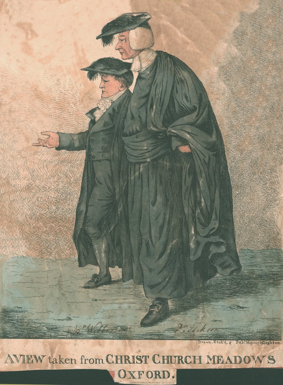 Uma visão tirada de Christ Church Meadows, Oxford, 1807 de Robert Dighton