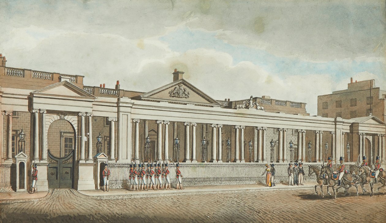 Carlton House, Pall Mall (caneta e tinta e aquarela) de Robert Dighton