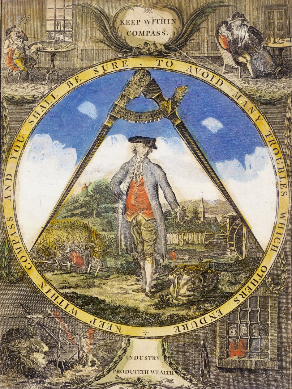 Mantenha dentro da bússola c. 1784 (gravura e gravura coloridas à mão) de Robert Dighton