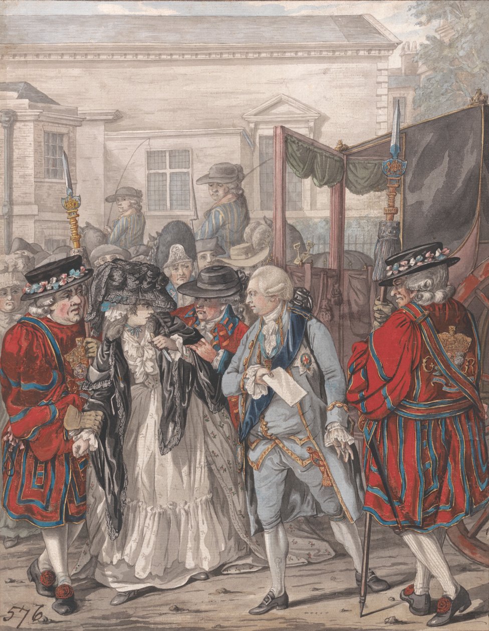 Margaret Nicholson Tentativa de Assassinar Sua Majestade, George III, na Entrada do Jardim do Palácio de São Tiago, 2 de Agosto de 1786 de Robert Dighton