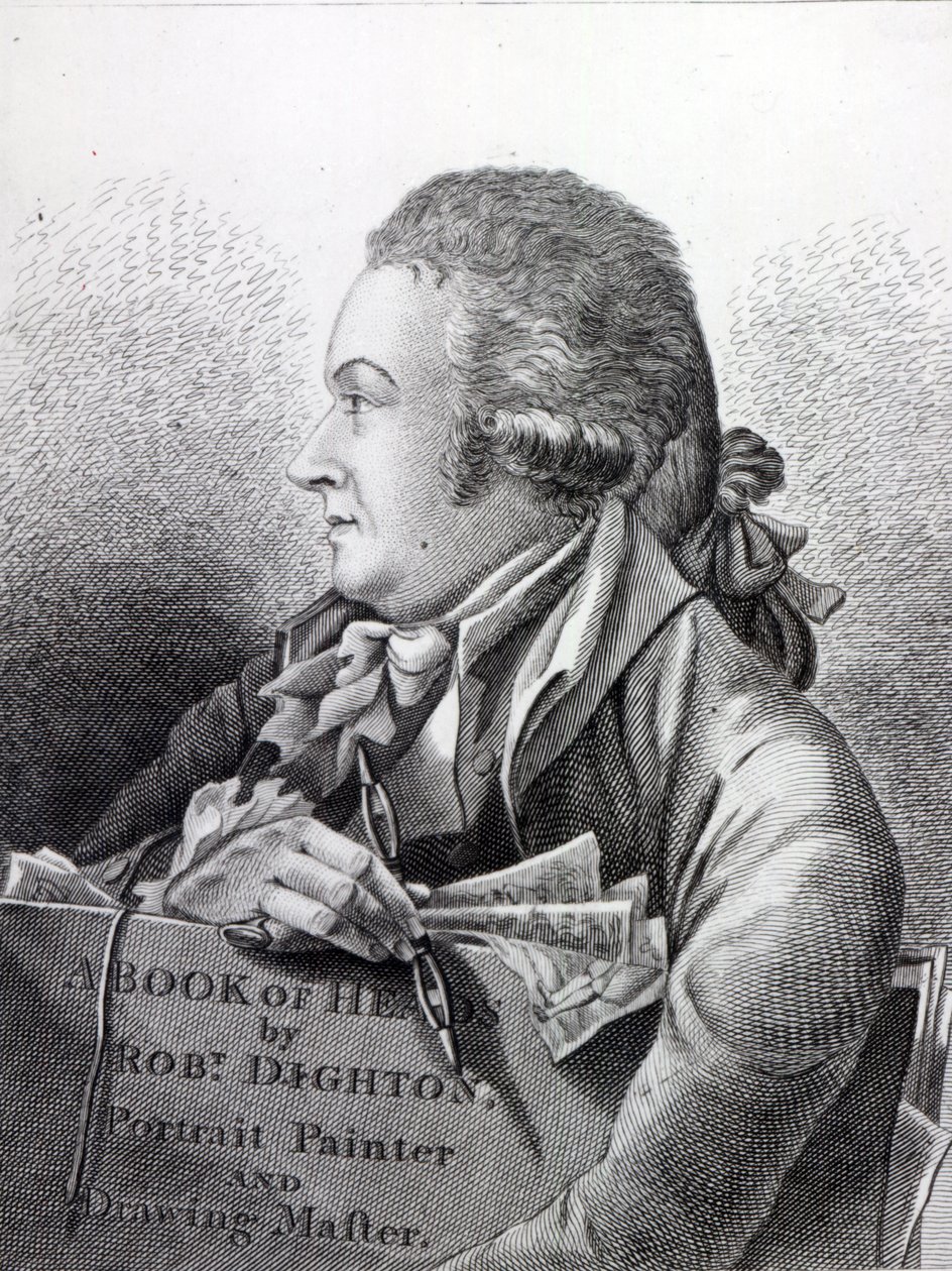 Auto-retrato, frontispício do seu "Livro das Cabeças", 1795 de Robert Dighton