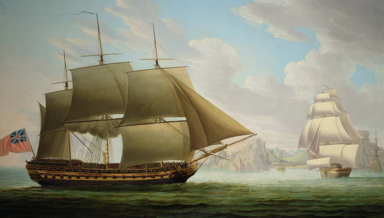 East Indiaman &39;Cirencester&39; off Santa Helena, 1795 de Robert Dodd