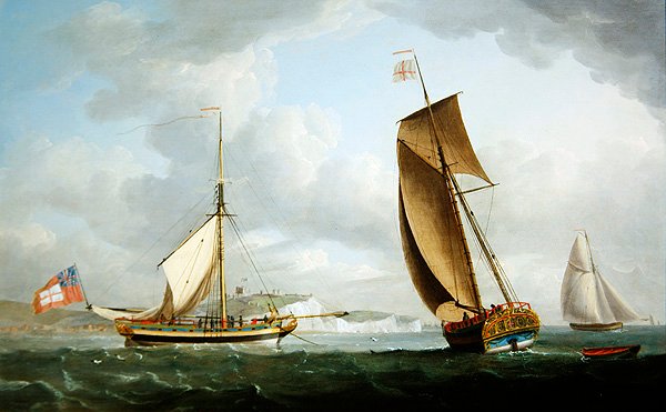 O Trinity House Yacht em duas posições ao largo de Dover de Robert Dodd