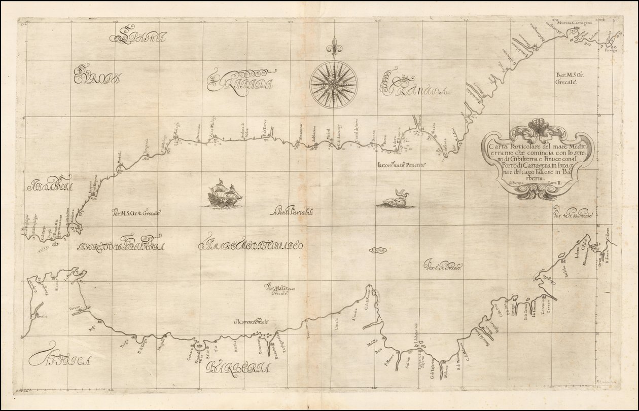 Mapa de 1646 do Mediterrâneo Ocidental e de Gibraltar, de Robert Dudley de Robert Dudley