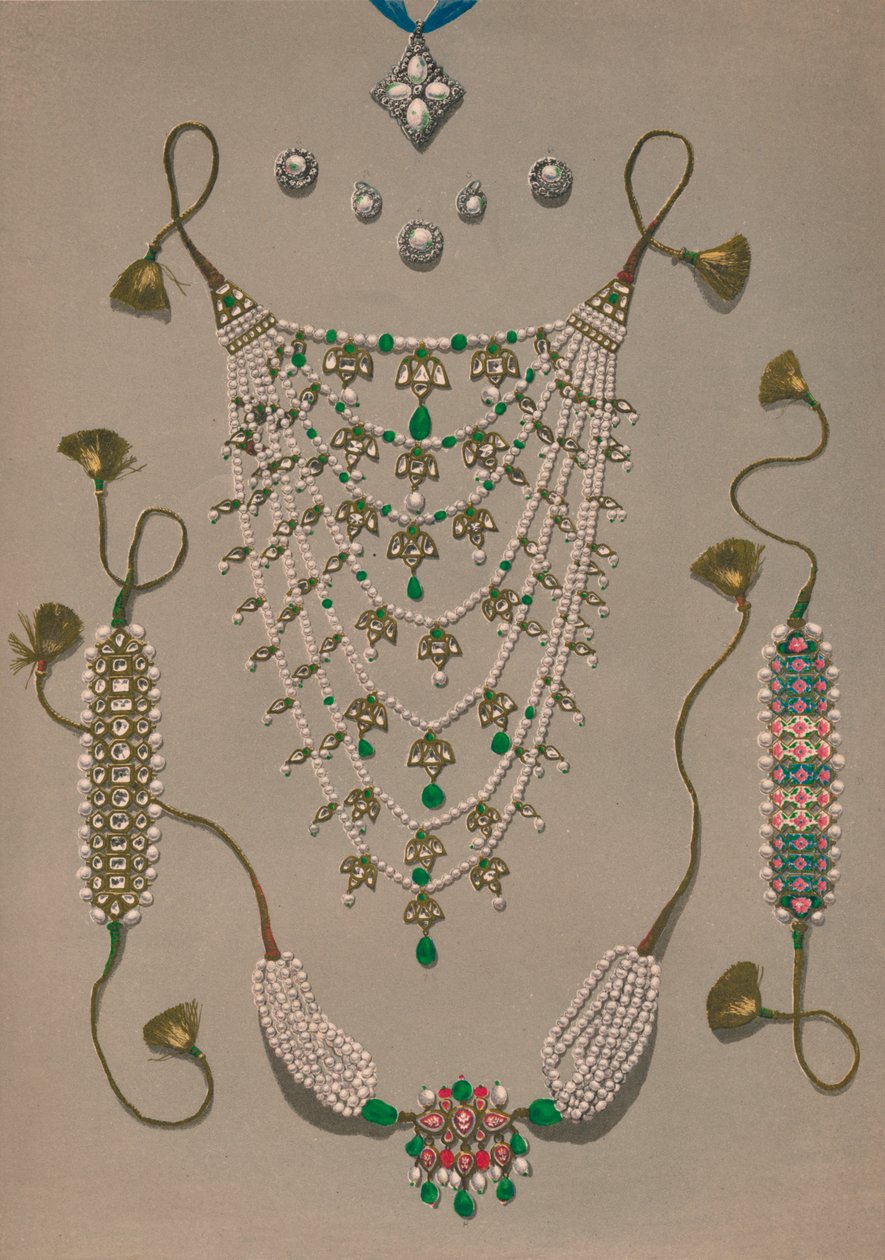 Broches e brincos com pingente de cruz, Suíte de ornamentos indianos, 1863. de Robert Dudley