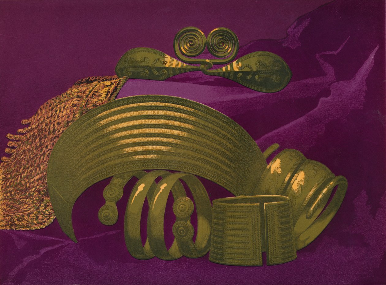 Ornamentos de ouro da suíte e uma pulseira, 1863 de Robert Dudley