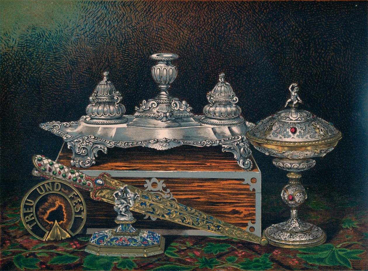 Tinteiro, Gramatura de papel, Faca de caça ou punhal, Tazza coberta, Gramatura de papel, 1863 de Robert Dudley