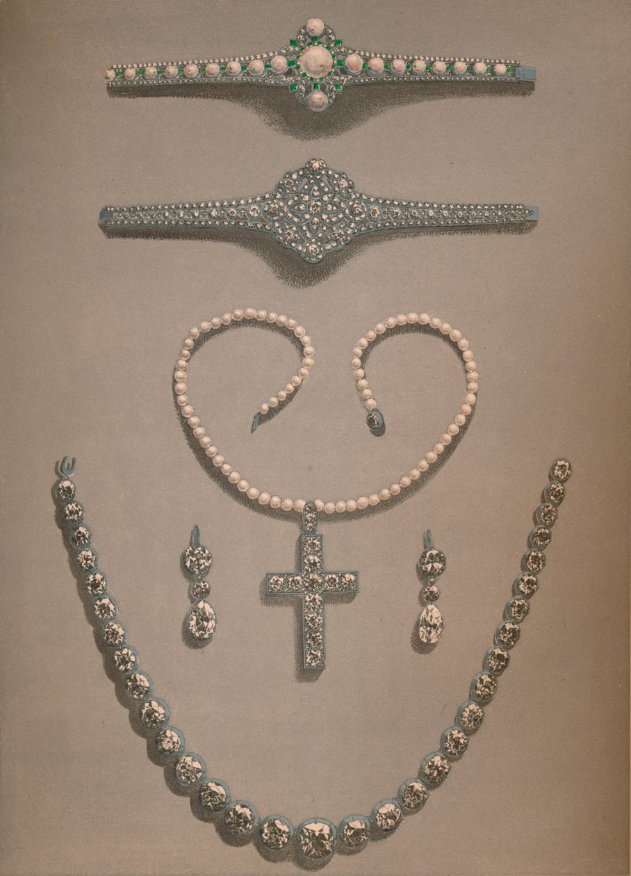 Colar, brincos, pulseiras Presentes de casamento apresentados a Alexandra da Dinamarca, 1863 de Robert Dudley