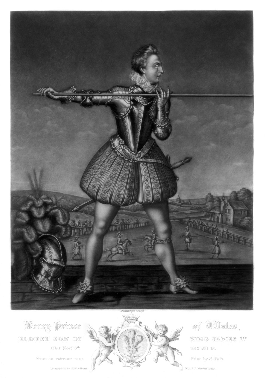 Henrique, príncipe de Gales, filho mais velho do rei Jaime I, 1816. de Robert Dunkarton