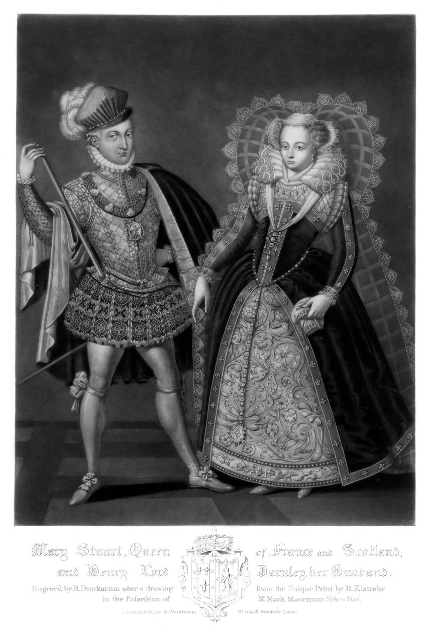 Mary Stuart, rainha da França e da Escócia, e Henry Lord Darnley, seu marido, 1816. de Robert Dunkarton