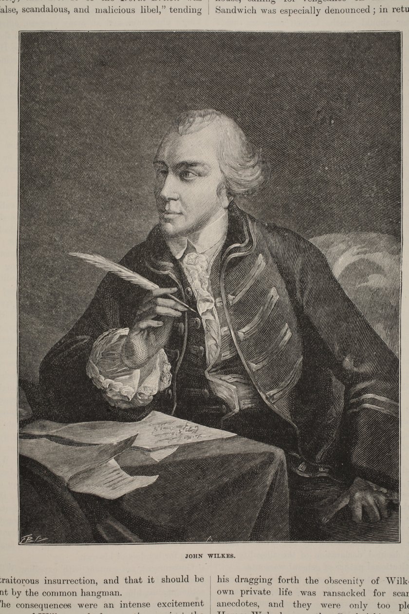 John Wilkes, ilustração de &39;História Ilustrada de Cassell da Inglaterra&39; (foto sépia) de Robert Edge Pine