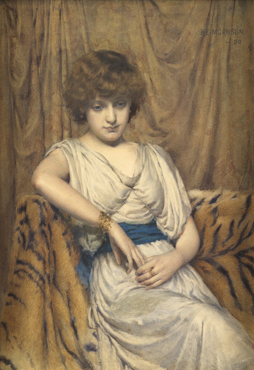 Um jovem grego, 1890 (wc no papel) de Robert Edward Morrison