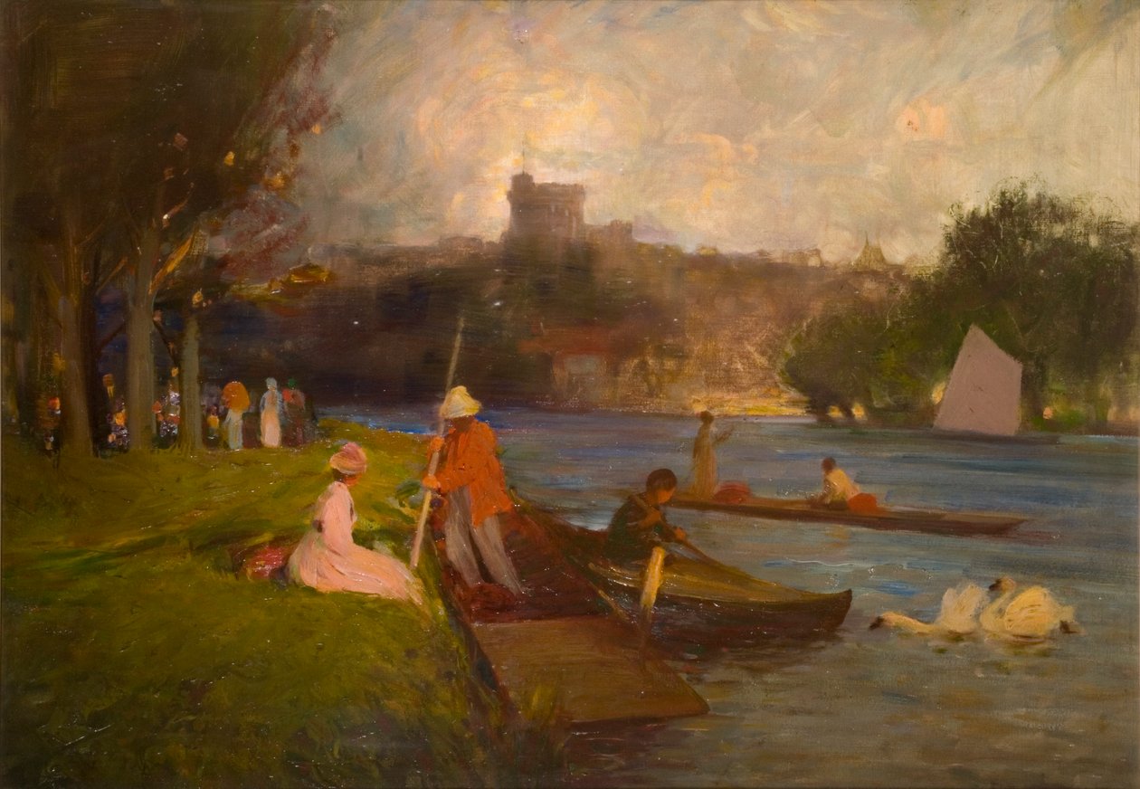 O Tamisa em Windsor (óleo a bordo) de Robert Ernest McEune