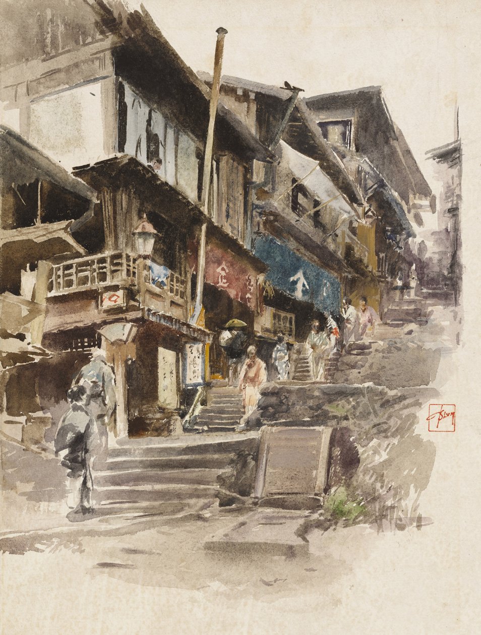 Uma rua em Ikao, Japão II, 1890 de Robert Frederick Blum