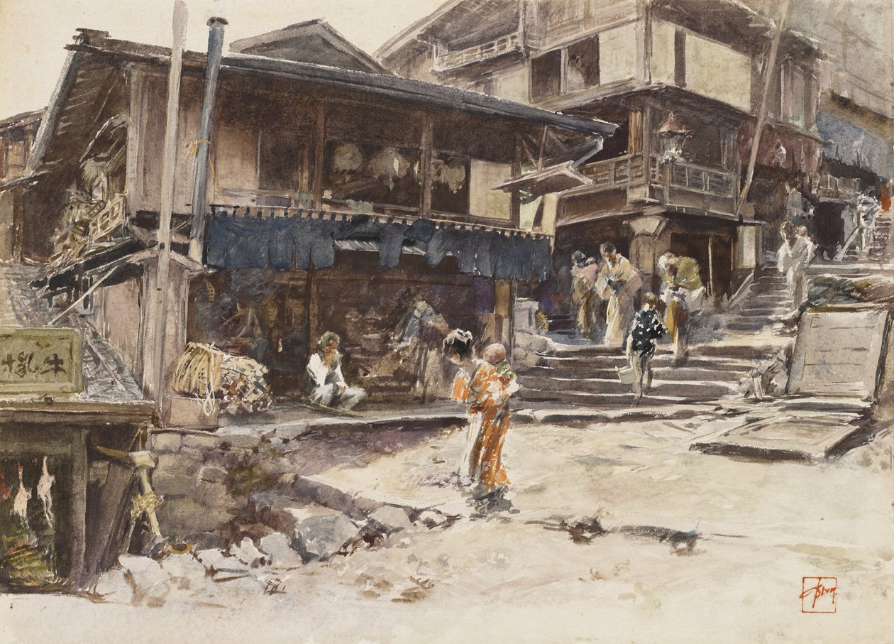 Uma rua em Ikao, Japão I, 1890 de Robert Frederick Blum