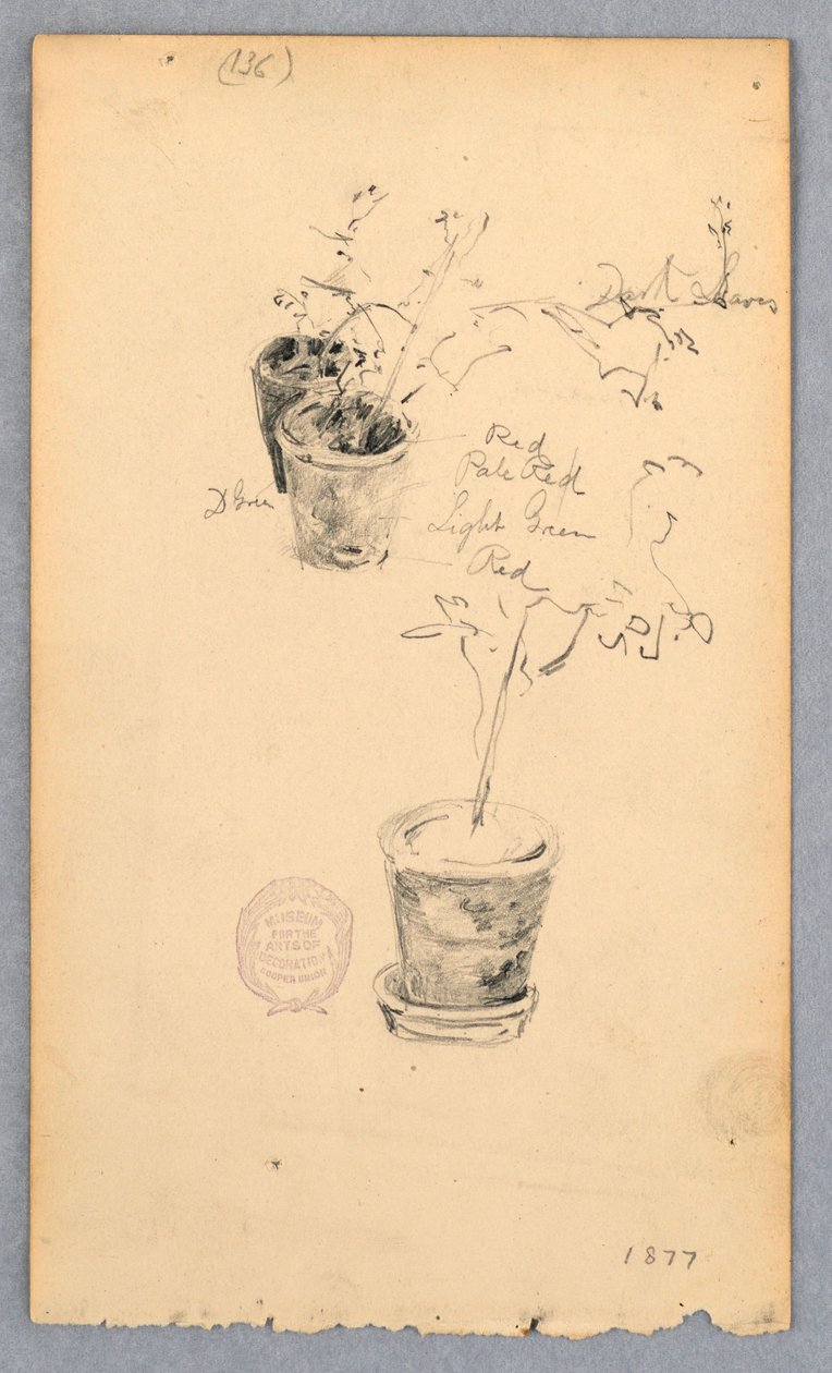 Desenho, Vasos de flores, 1877 de Robert Frederick Blum