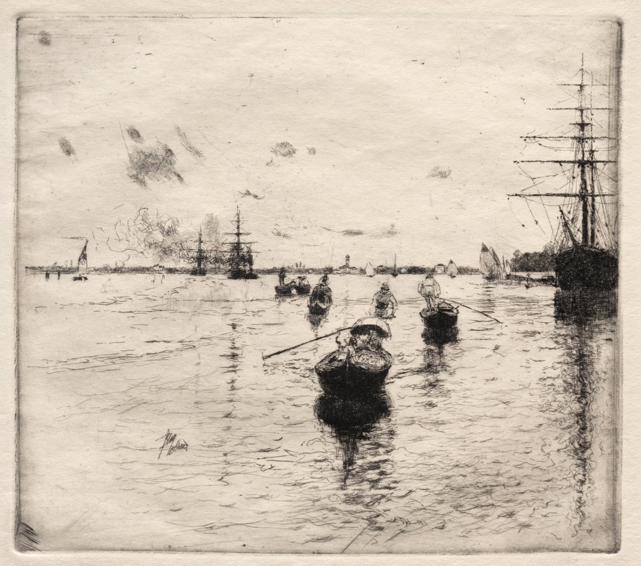 Lagoa com Vapor e Gôndola, 1885. de Robert Frederick Blum