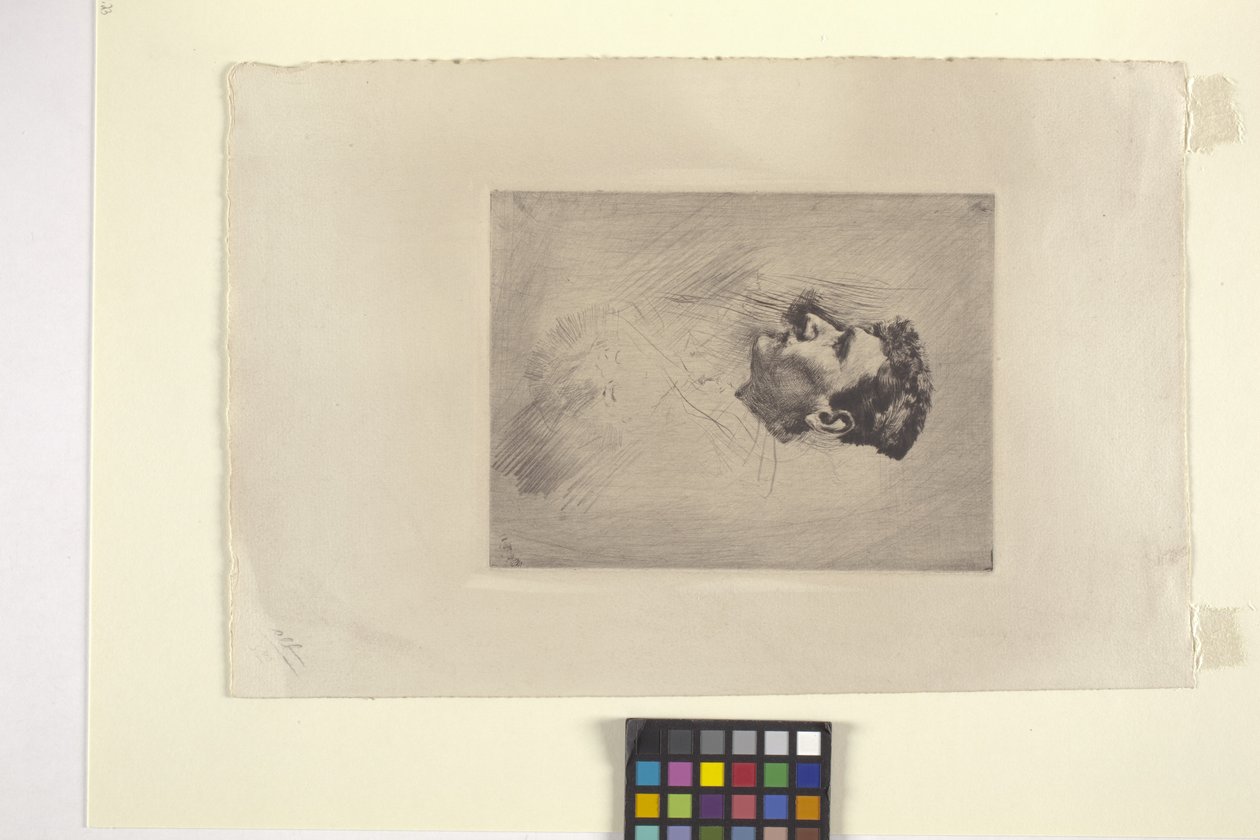 Retrato de perfil de um homem (gravura) de Robert Frederick Blum