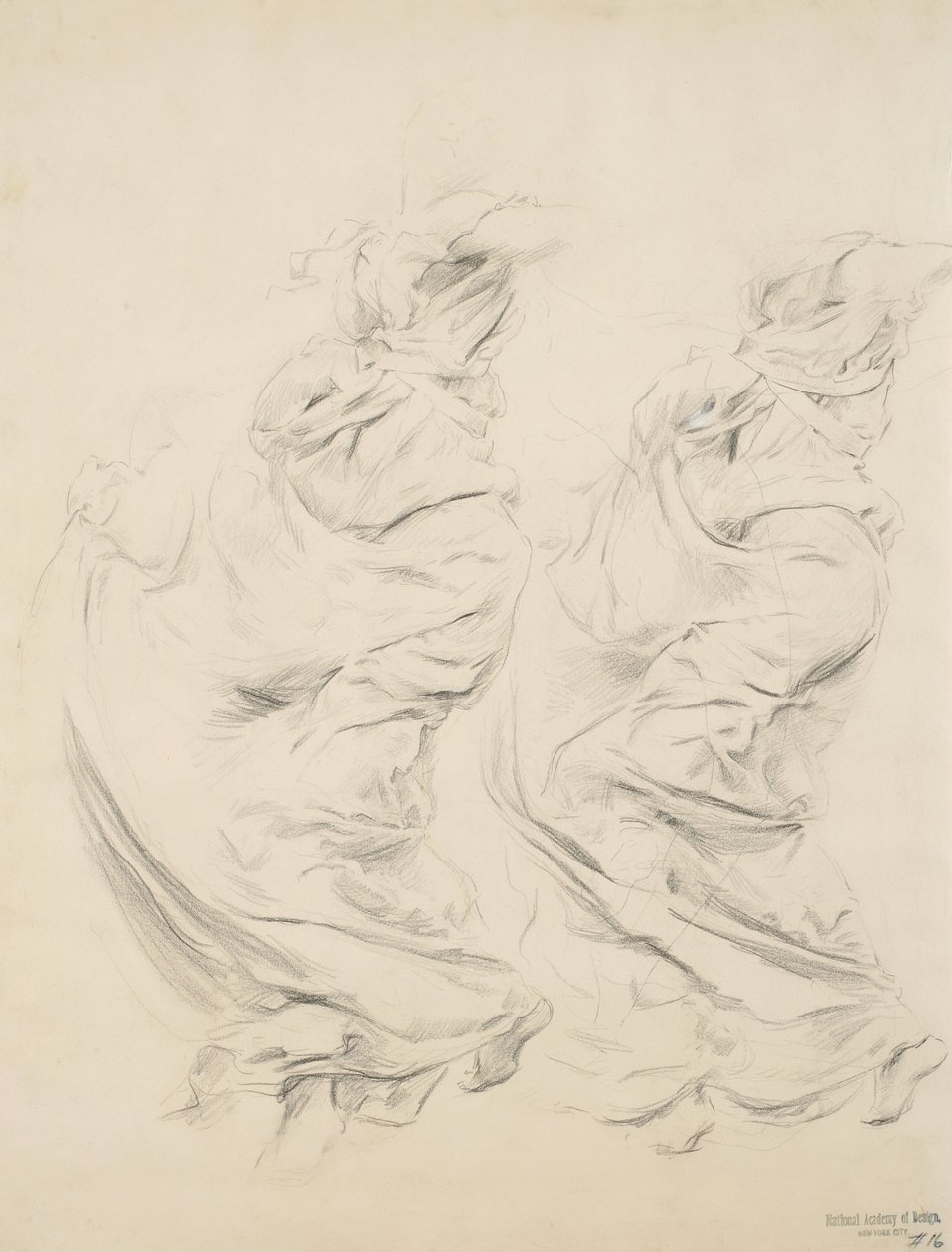 Esboço de tapeçaria possivelmente para Moods to Music mural, 1893-95 (grafite e lápis amarelo em papel de capa de chuva) de Robert Frederick Blum