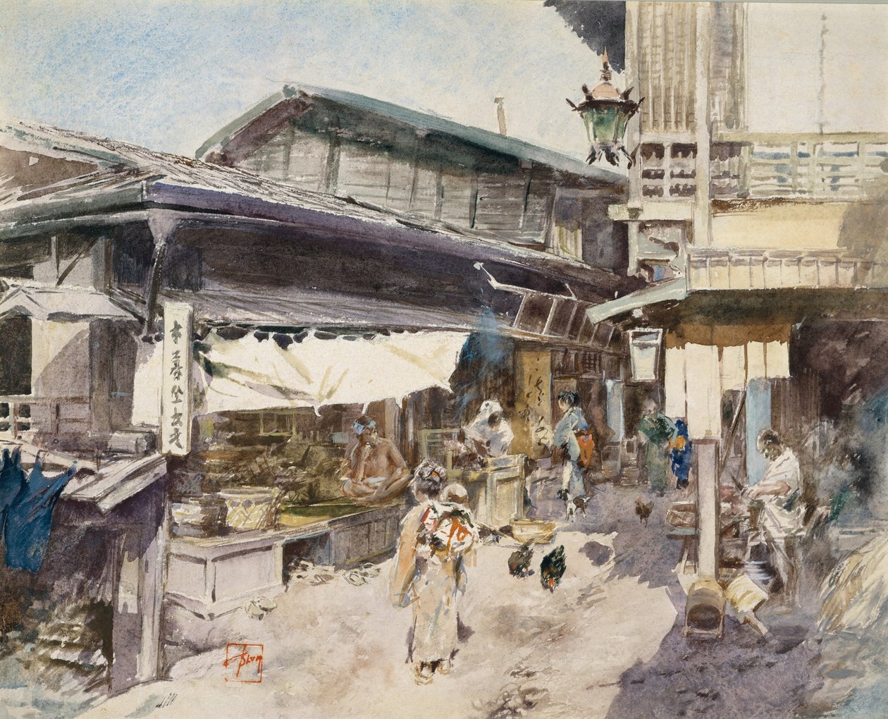 Cena de rua em Ikao, Japão. de Robert Frederick Blum